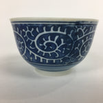 Japanese Porcelain Teacup Yunomi Vtg White Blue Karakusa pattern Sencha TC185