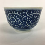 Japanese Porcelain Teacup Yunomi Vtg White Blue Karakusa pattern Sencha TC185