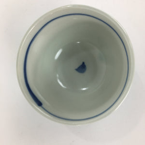 Japanese Porcelain Teacup Yunomi Vtg White Blue Karakusa pattern Sencha TC185