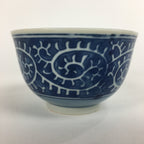 Japanese Porcelain Teacup Yunomi Vtg White Blue Karakusa pattern Sencha TC186