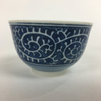 Japanese Porcelain Teacup Yunomi Vtg White Blue Karakusa pattern Sencha TC187