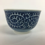 Japanese Porcelain Teacup Yunomi Vtg White Blue Karakusa pattern Sencha TC187