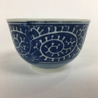 Japanese Porcelain Teacup Yunomi Vtg White Blue Karakusa pattern Sencha TC187