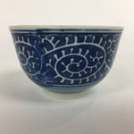 Japanese Porcelain Teacup Yunomi Vtg White Blue Karakusa pattern Sencha TC187