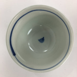 Japanese Porcelain Teacup Yunomi Vtg White Blue Karakusa pattern Sencha TC187