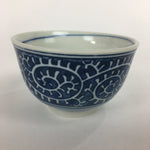 Japanese Porcelain Teacup Yunomi Vtg White Blue Karakusa pattern Sencha TC187