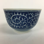 Japanese Porcelain Teacup Yunomi Vtg White Blue Karakusa pattern Sencha TC188