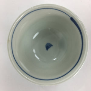 Japanese Porcelain Teacup Yunomi Vtg White Blue Karakusa pattern Sencha TC188