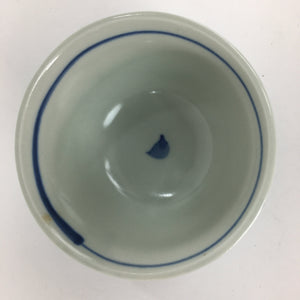 Japanese Porcelain Teacup Yunomi Vtg White Blue Karakusa pattern Sencha TC190