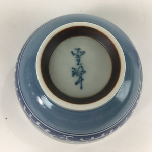 Japanese Porcelain Teacup Yunomi Vtg White Blue Karakusa pattern Sencha TC190