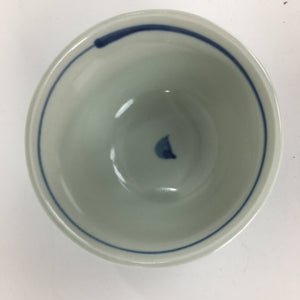 Japanese Porcelain Teacup Yunomi Vtg White Blue Karakusa pattern Sencha TC191