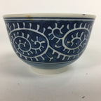Japanese Porcelain Teacup Yunomi Vtg White Blue Karakusa pattern Sencha TC193