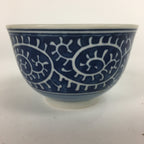 Japanese Porcelain Teacup Yunomi Vtg White Blue Karakusa pattern Sencha TC193