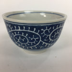 Japanese Porcelain Teacup Yunomi Vtg White Blue Karakusa pattern Sencha TC193