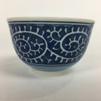 Japanese Porcelain Teacup Yunomi Vtg White Blue Karakusa pattern Sencha TC194