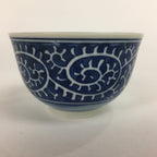 Japanese Porcelain Teacup Yunomi Vtg White Blue Karakusa pattern Sencha TC194