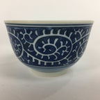 Japanese Porcelain Teacup Yunomi Vtg White Blue Karakusa pattern Sencha TC194