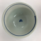 Japanese Porcelain Teacup Yunomi Vtg White Blue Karakusa pattern Sencha TC194