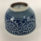 Japanese Porcelain Teacup Yunomi Vtg White Blue Karakusa pattern Sencha TC194