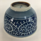 Japanese Porcelain Teacup Yunomi Vtg White Blue Karakusa pattern Sencha TC194