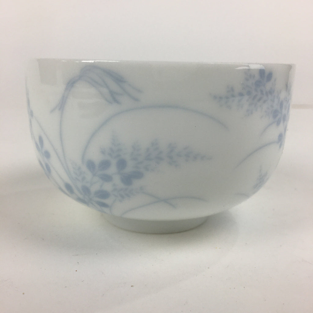 Japanese Porcelain Teacup Yunomi Vtg White Field Grass Pottery Sencha TC271