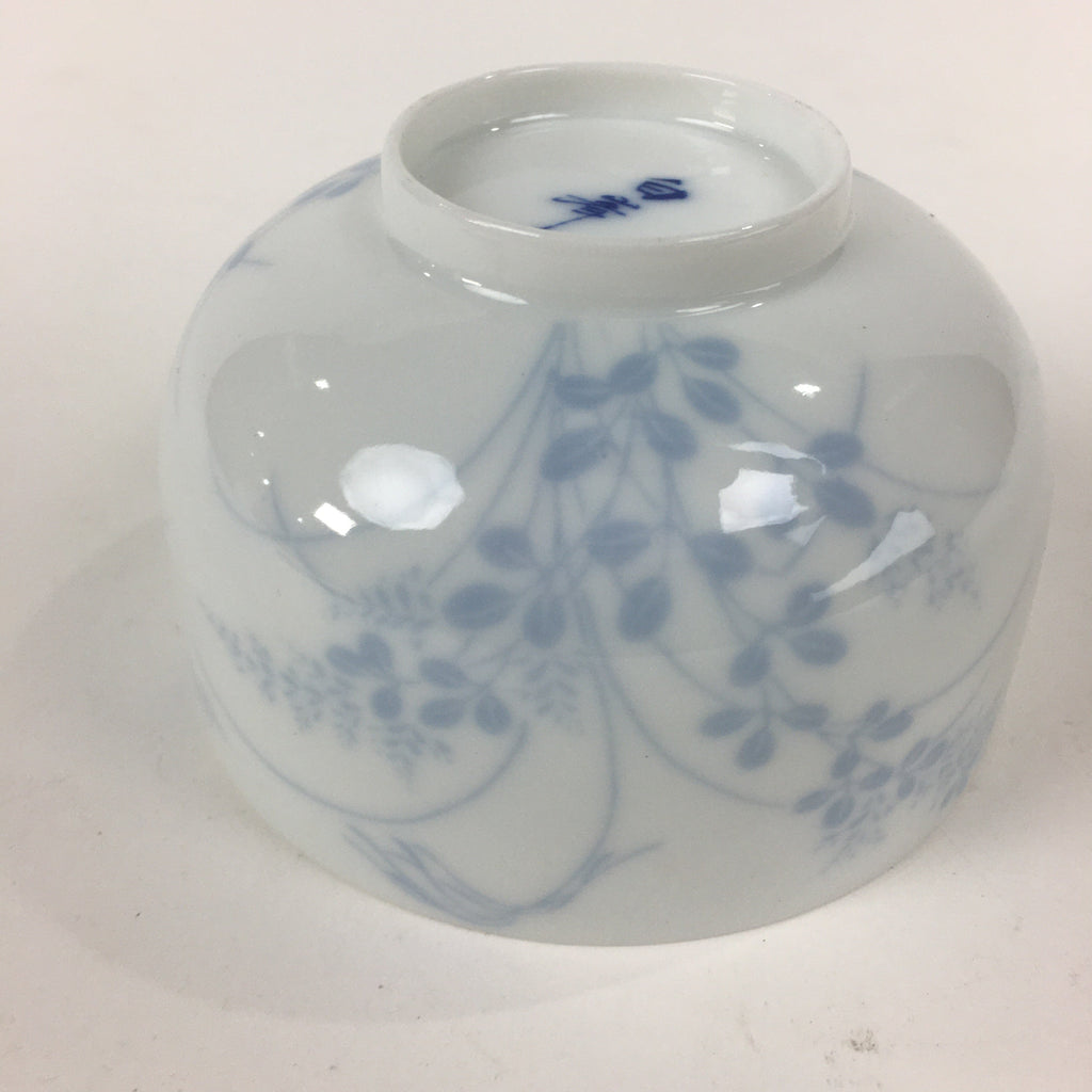 Japanese Porcelain Teacup Yunomi Vtg White Field Grass Pottery Sencha TC271