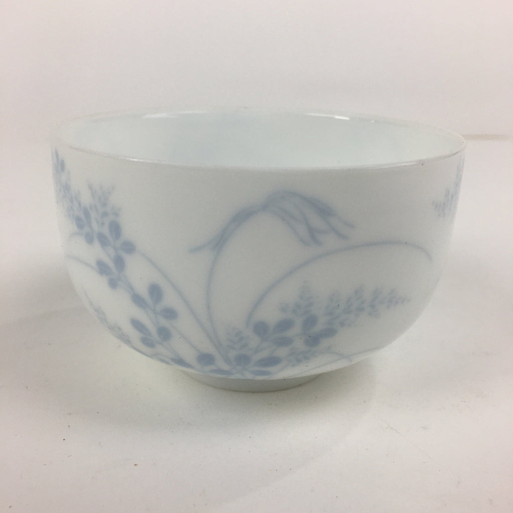 Japanese Porcelain Teacup Yunomi Vtg White Field Grass Pottery Sencha TC271