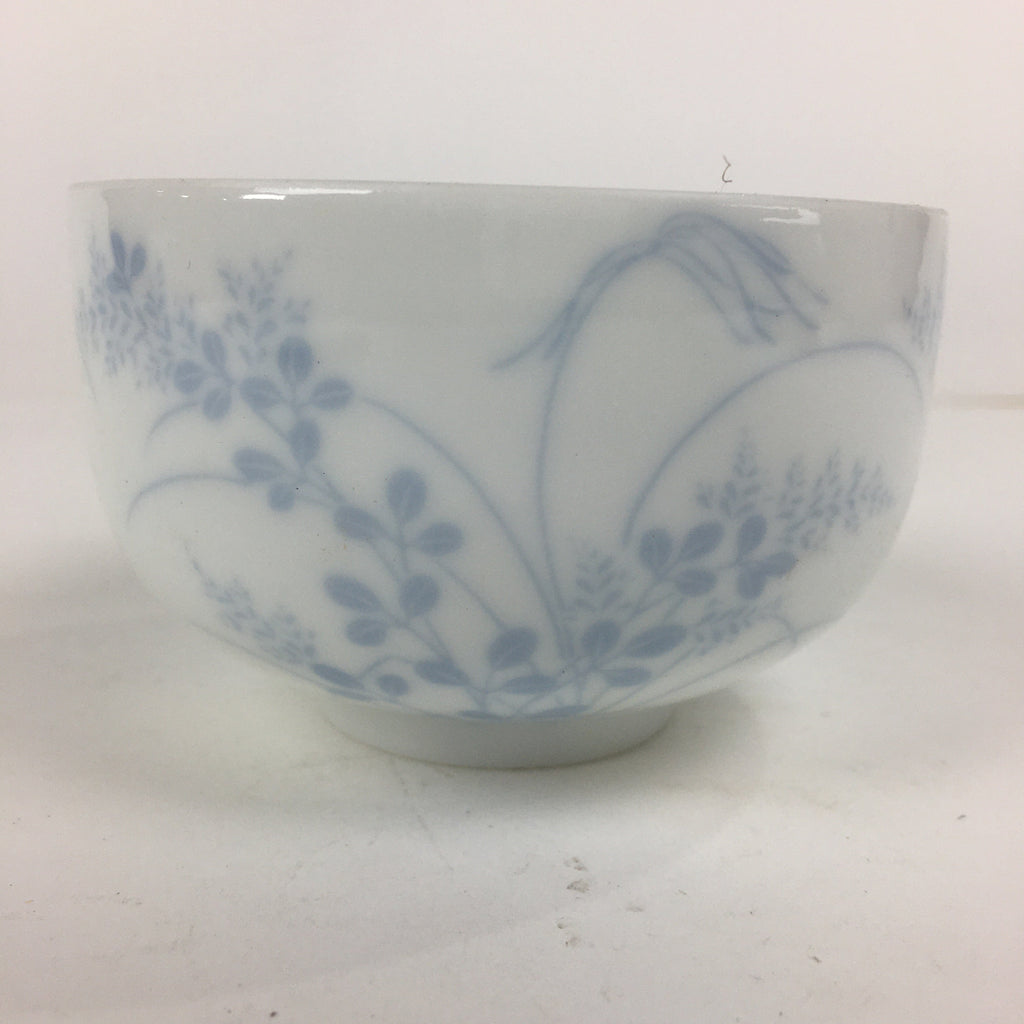 Japanese Porcelain Teacup Yunomi Vtg White Field Grass Pottery Sencha TC272