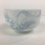 Japanese Porcelain Teacup Yunomi Vtg White Field Grass Pottery Sencha TC272