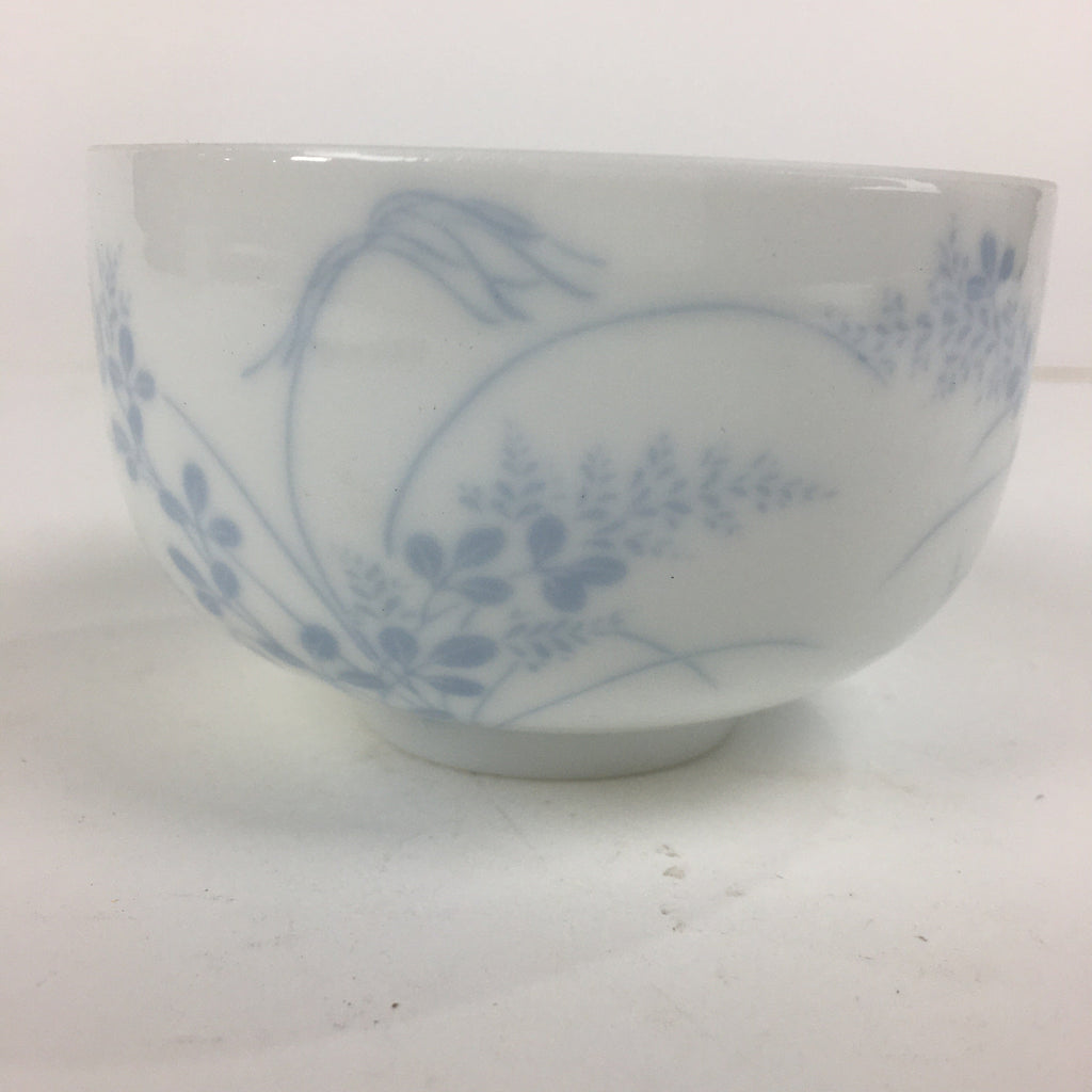 Japanese Porcelain Teacup Yunomi Vtg White Field Grass Pottery Sencha TC272