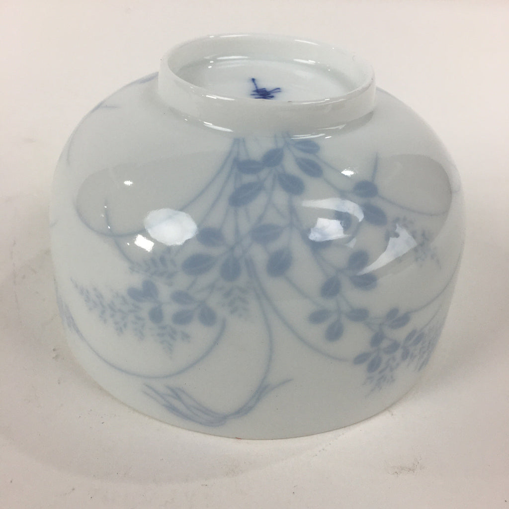 Japanese Porcelain Teacup Yunomi Vtg White Field Grass Pottery Sencha TC272
