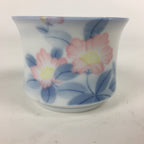 Japanese Porcelain Teacup Yunomi Vtg White Pink Flower Pottery Sencha TC269