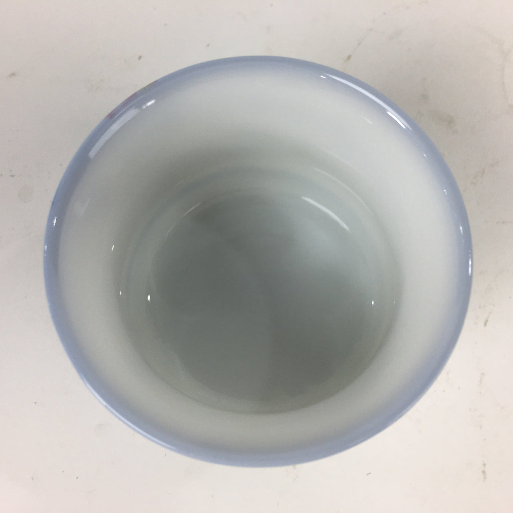 Japanese Porcelain Teacup Yunomi Vtg White Pink Flower Pottery Sencha TC269
