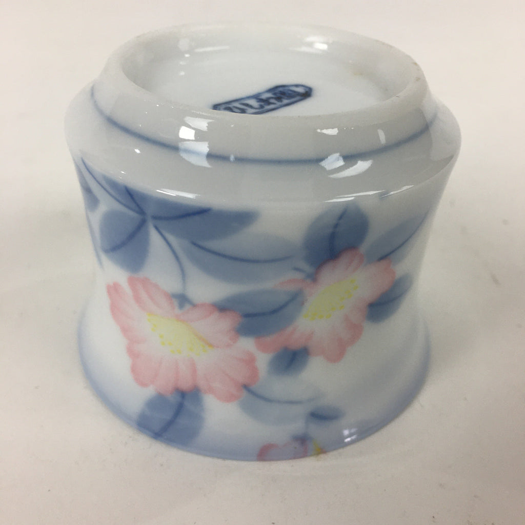Japanese Porcelain Teacup Yunomi Vtg White Pink Flower Pottery Sencha TC269