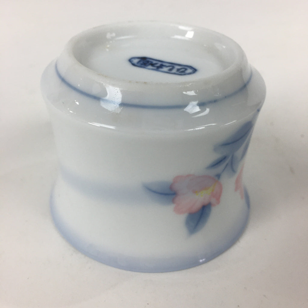 Japanese Porcelain Teacup Yunomi Vtg White Pink Flower Pottery Sencha TC269