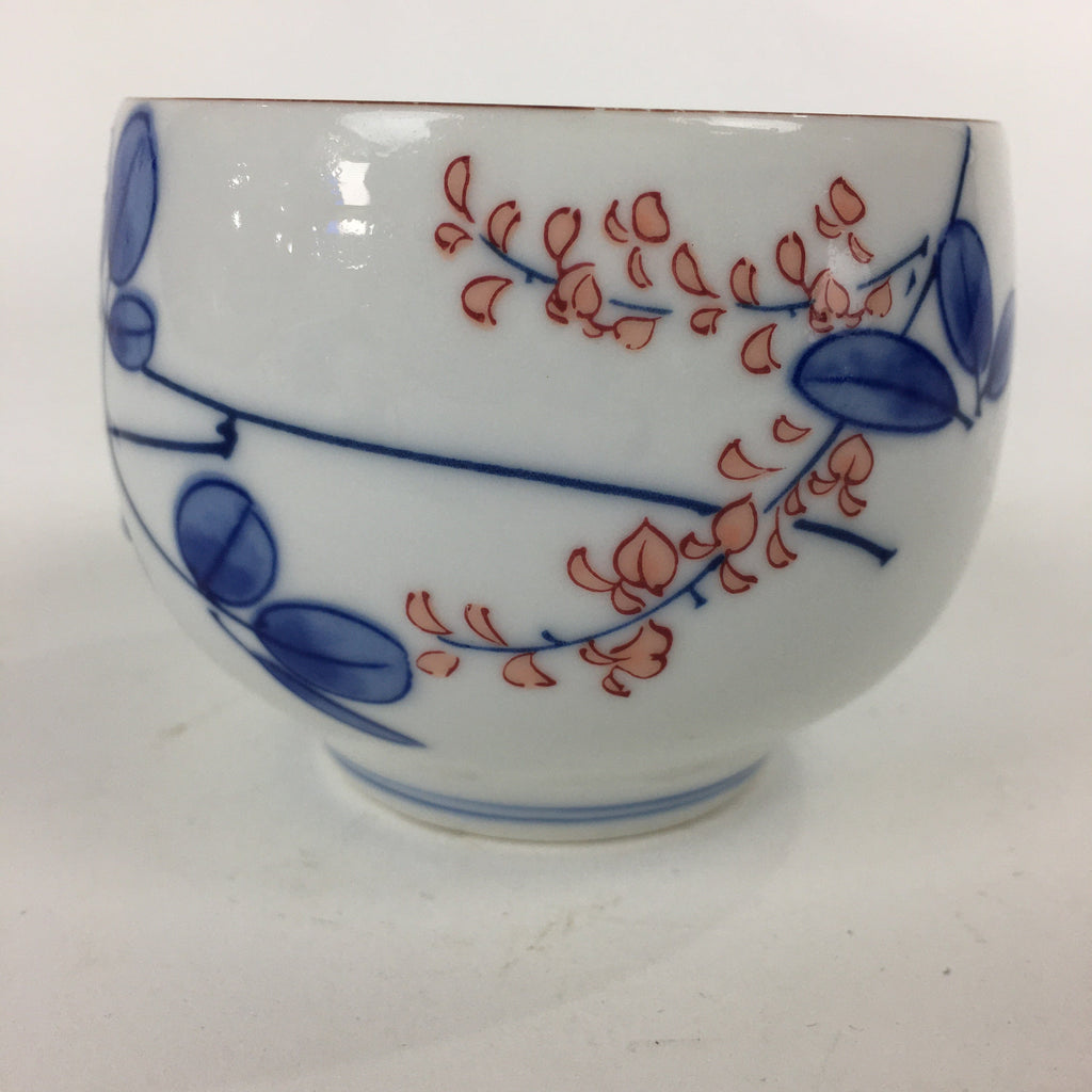 Japanese Porcelain Teacup Yunomi Vtg White Red Flower Pottery Sencha TC267
