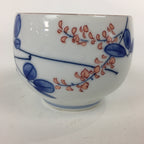 Japanese Porcelain Teacup Yunomi Vtg White Red Flower Pottery Sencha TC267
