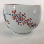 Japanese Porcelain Teacup Yunomi Vtg White Red Flower Pottery Sencha TC267