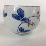 Japanese Porcelain Teacup Yunomi Vtg White Red Flower Pottery Sencha TC267