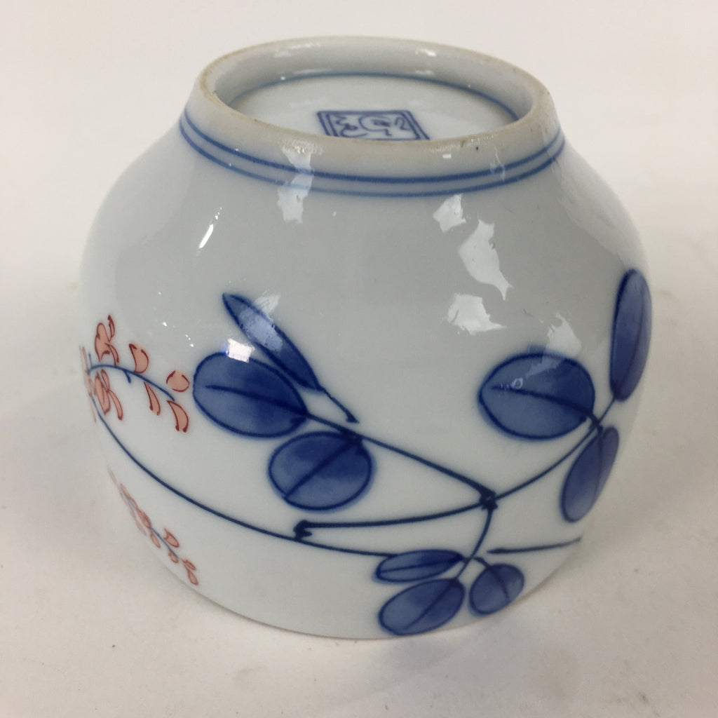 Japanese Porcelain Teacup Yunomi Vtg White Red Flower Pottery Sencha TC267