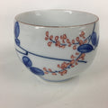 Japanese Porcelain Teacup Yunomi Vtg White Red Flower Pottery Sencha TC267