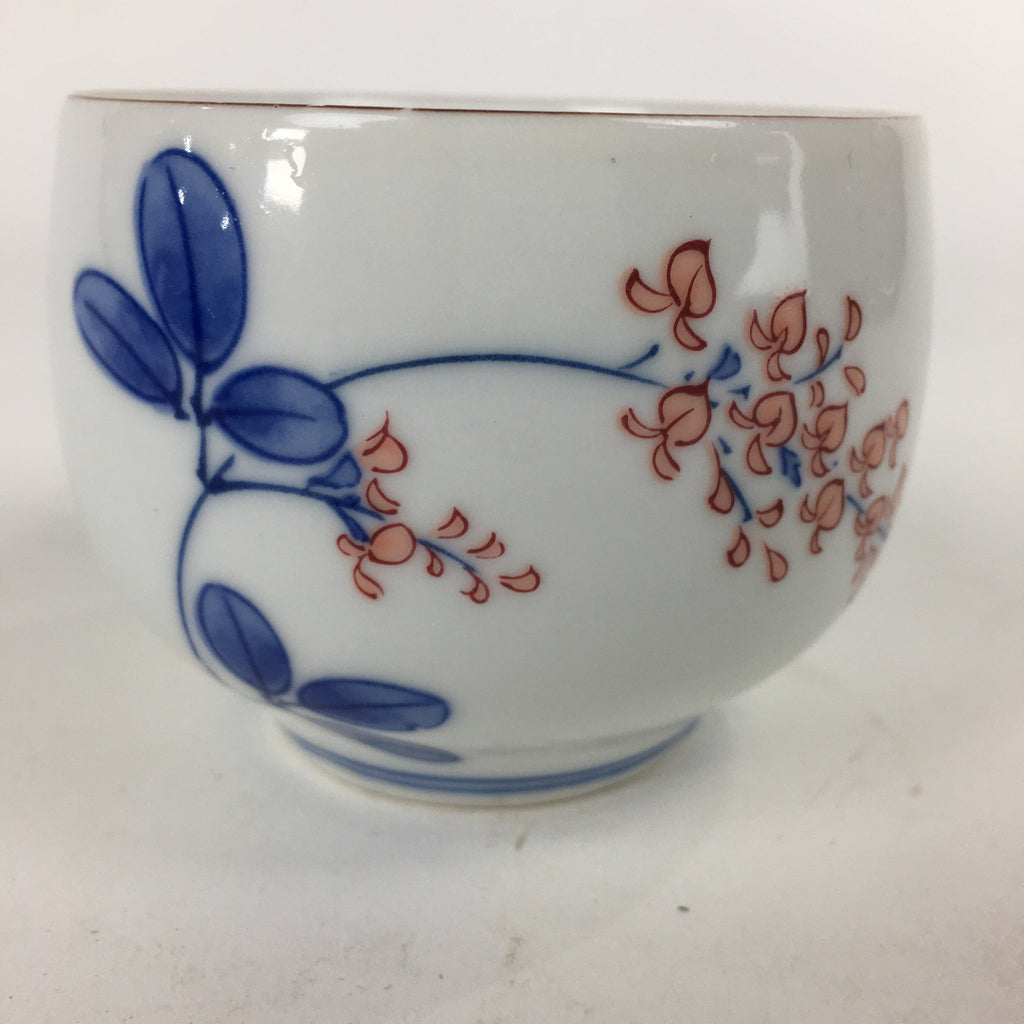 Japanese Porcelain Teacup Yunomi Vtg White Red Flower Pottery Sencha TC268