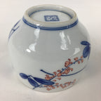 Japanese Porcelain Teacup Yunomi Vtg White Red Flower Pottery Sencha TC268