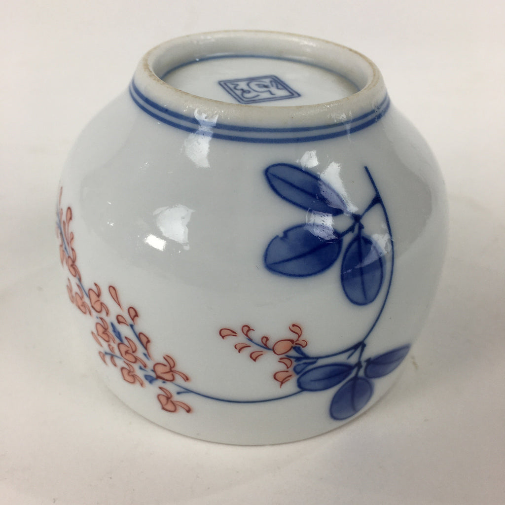 Japanese Porcelain Teacup Yunomi Vtg White Red Flower Pottery Sencha TC268