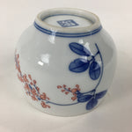 Japanese Porcelain Teacup Yunomi Vtg White Red Flower Pottery Sencha TC268