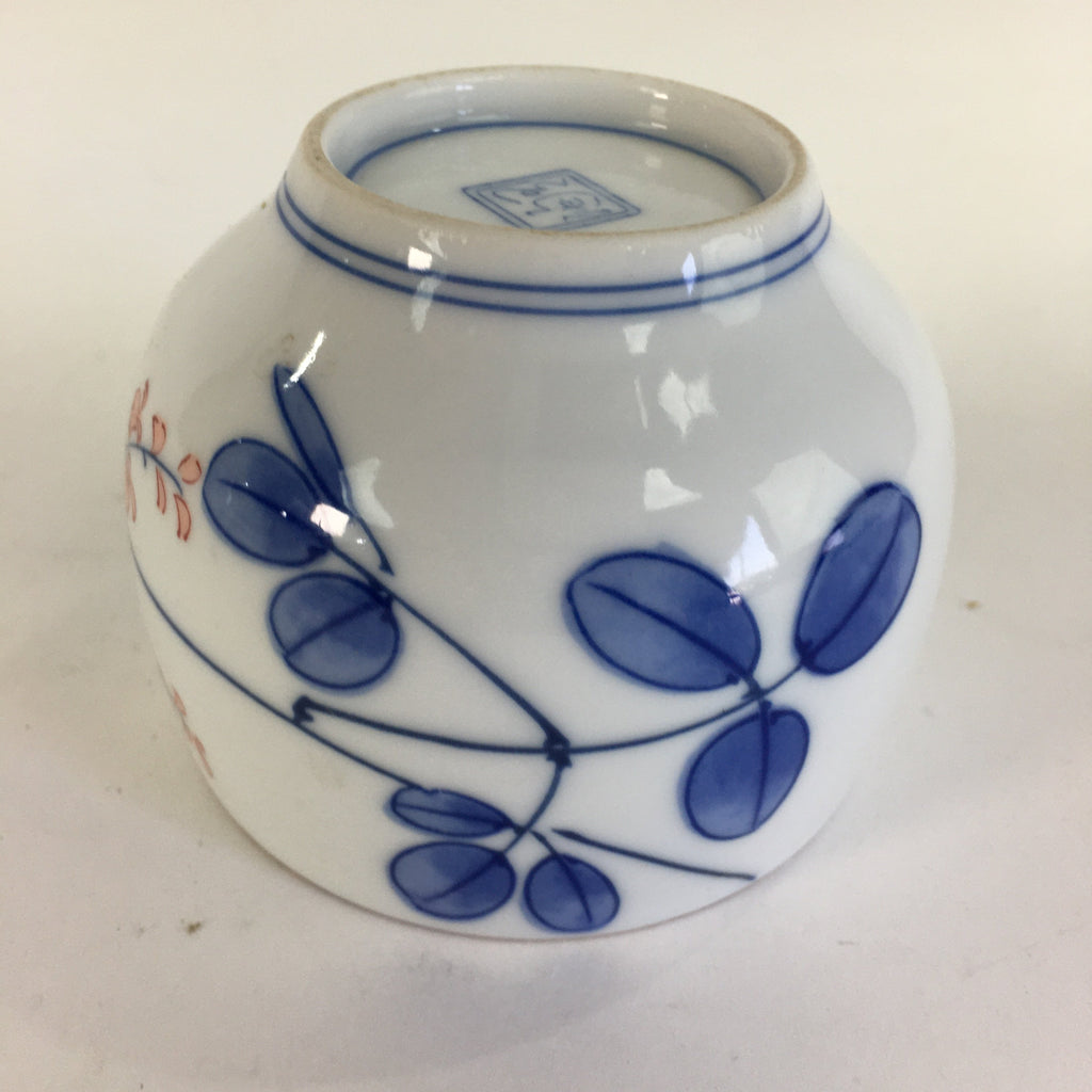 Japanese Porcelain Teacup Yunomi Vtg Wisteria Flower White Sencha TC212