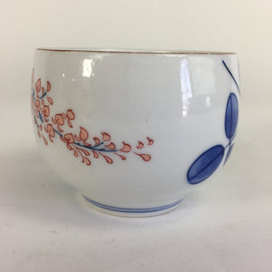 Japanese Porcelain Teacup Yunomi Vtg Wisteria Flower White Sencha TC212