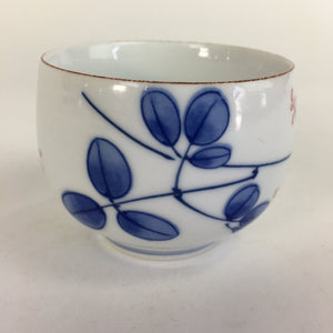 Japanese Porcelain Teacup Yunomi Vtg Wisteria Flower White Sencha TC213