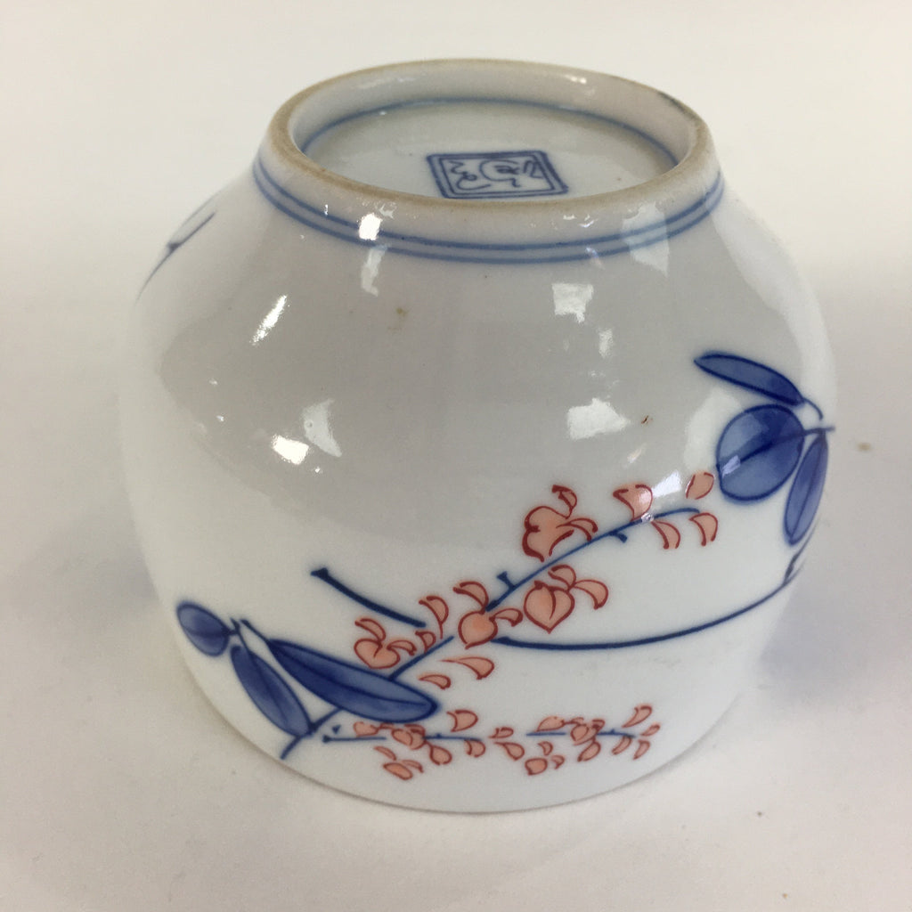 Japanese Porcelain Teacup Yunomi Vtg Wisteria Flower White Sencha TC214