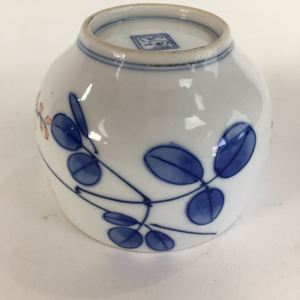 Japanese Porcelain Teacup Yunomi Vtg Wisteria Flower White Sencha TC214